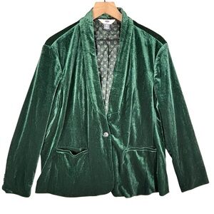 Old Navy Velvet Jacket Blazer Womens XXL Green Academia